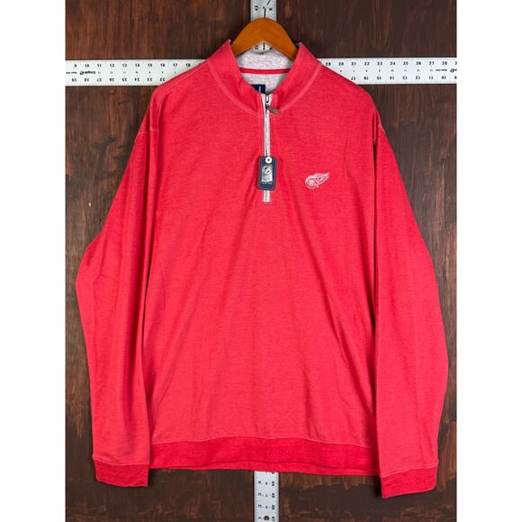 Johnnie O Detroit Redwings NHL Sully 1/4 Zip Long Sleeve Red Mens 2XL NEW NWT - Picture 2 of 10
